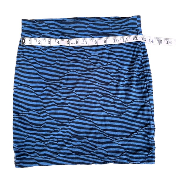 Free People Mini Pencil Skirt Blue and Black Wavy Stripe - Picture 5 of 6